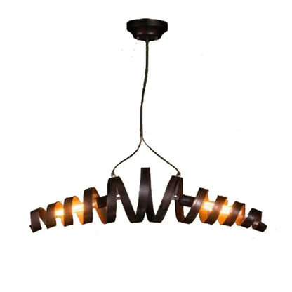 Industrial style dark bronze spiral metal pendant light dining room