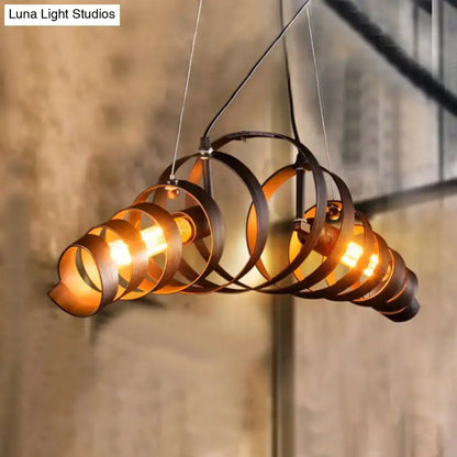 Industrial style dark bronze spiral metal pendant light dining room
