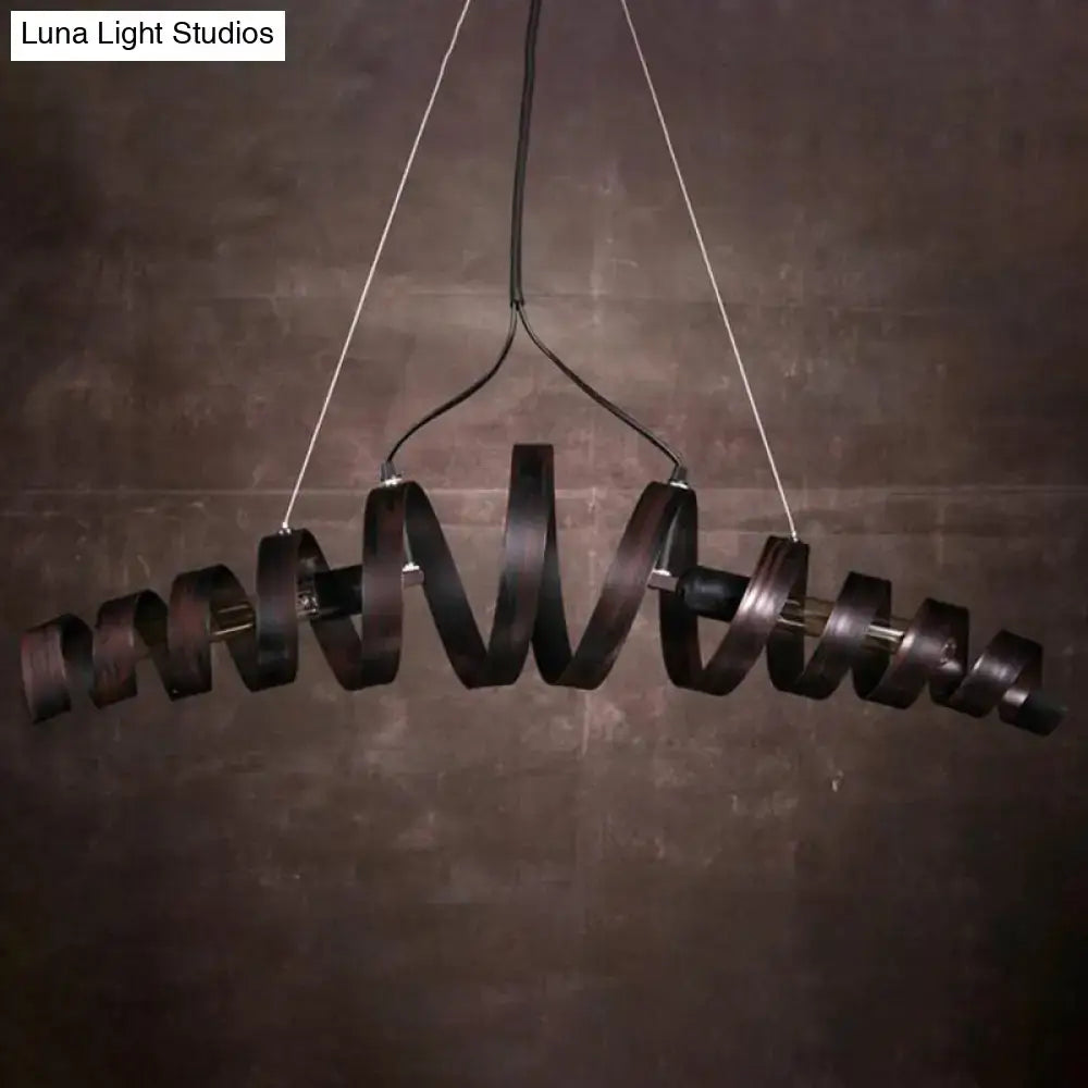 Industrial style dark bronze spiral metal pendant light dining room
