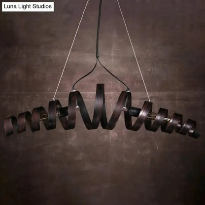 Industrial style dark bronze spiral metal pendant light dining room
