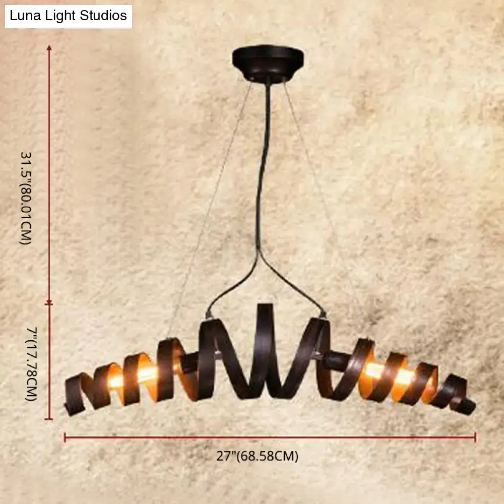 Industrial style dark bronze spiral metal pendant light dining room