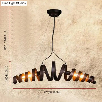Industrial style dark bronze spiral metal pendant light dining room
