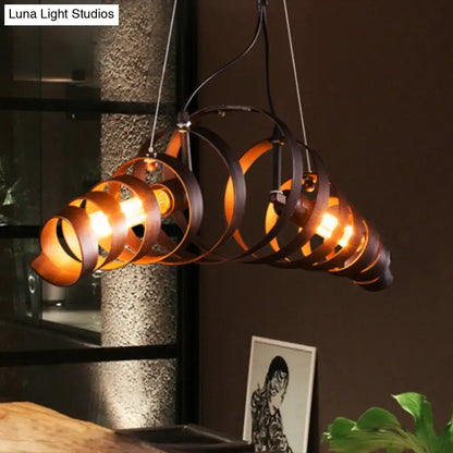 Industrial style dark bronze spiral metal pendant light dining room