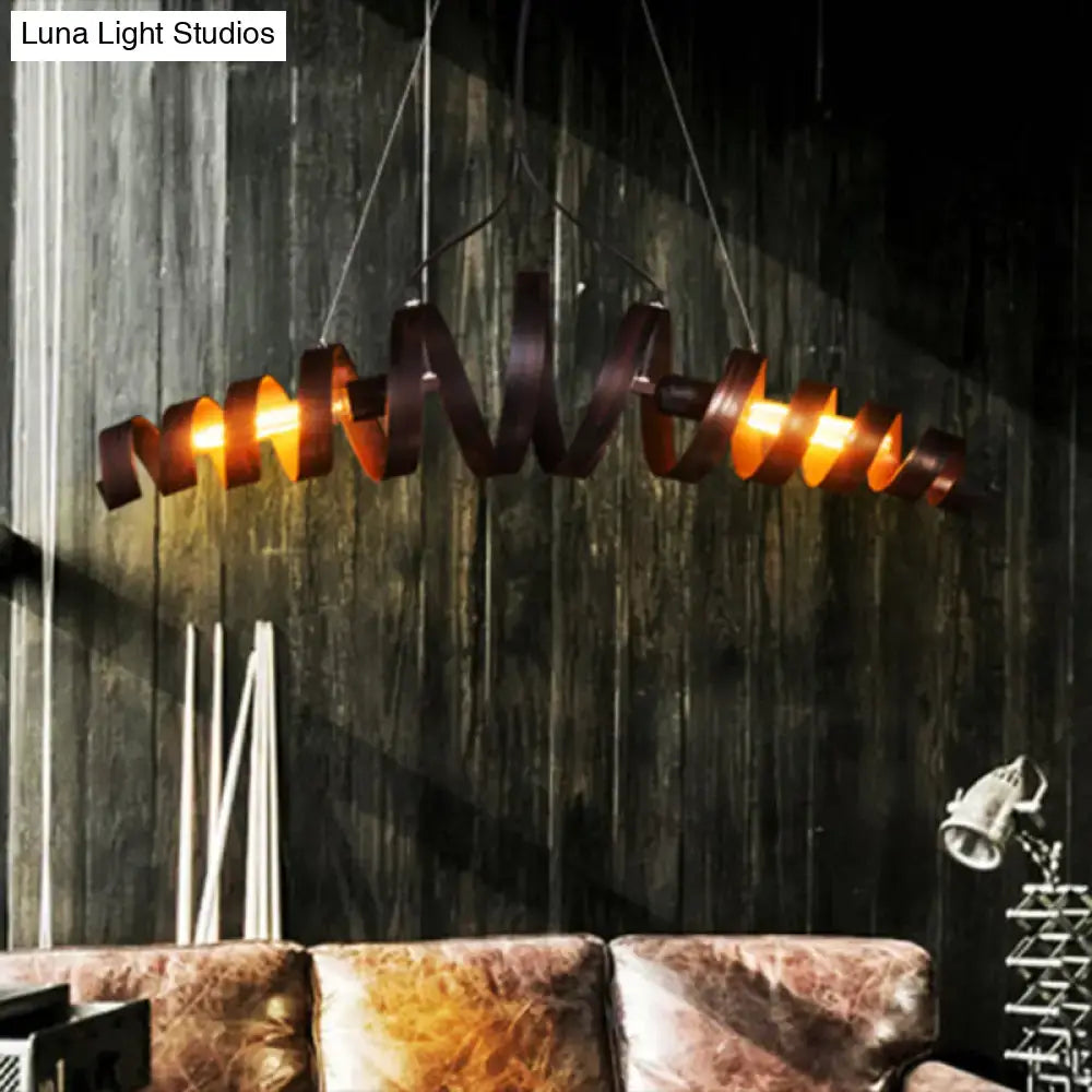 Industrial style dark bronze spiral metal pendant light dining room