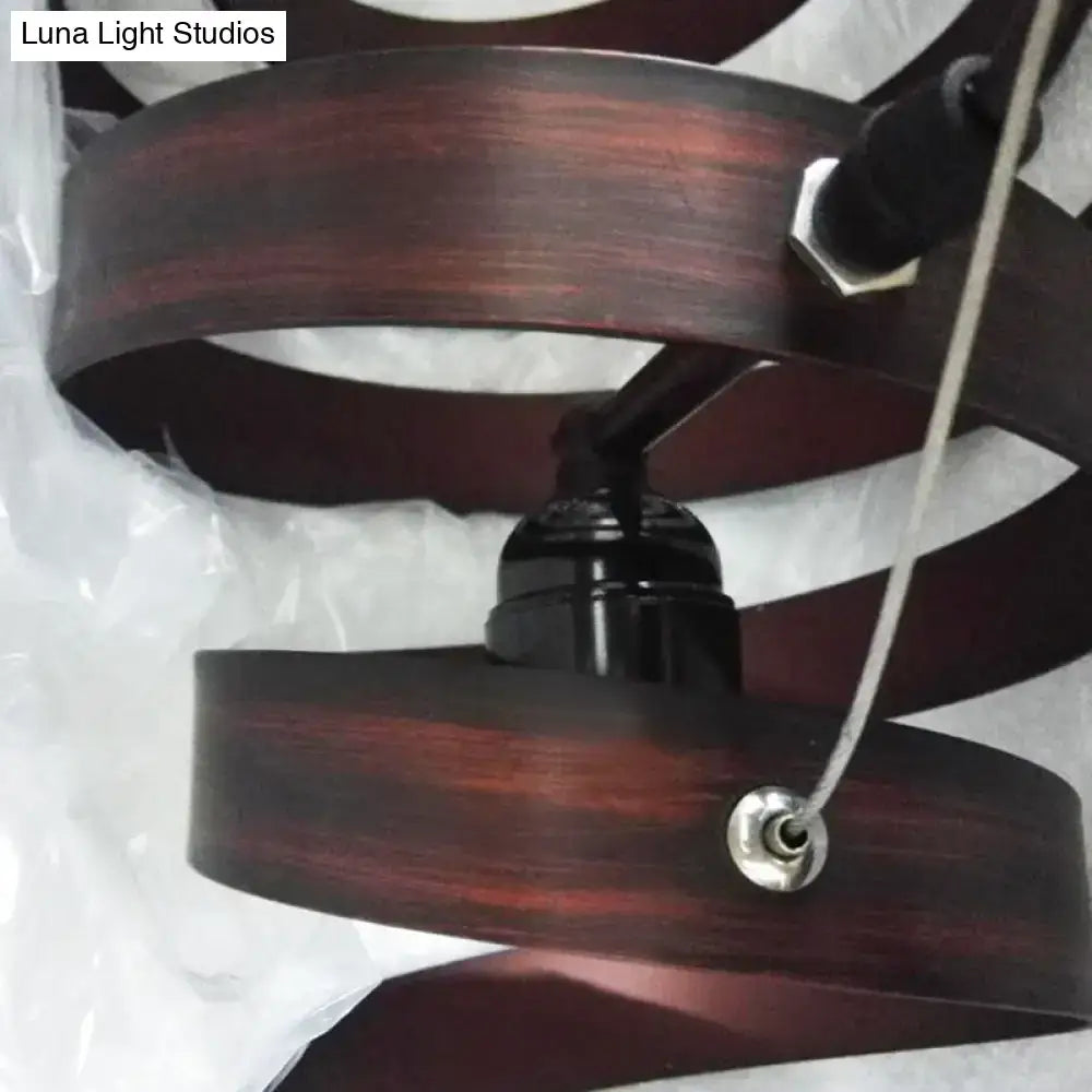 Industrial style dark bronze spiral metal pendant light dining room
