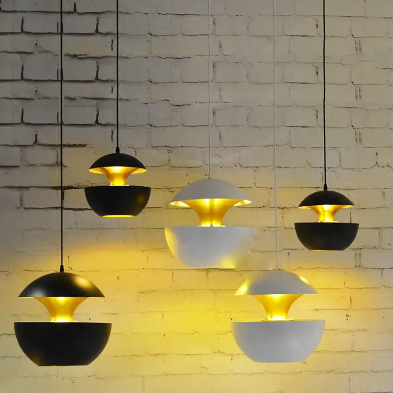 Industrial style led pendant light matte black kitchen split dome