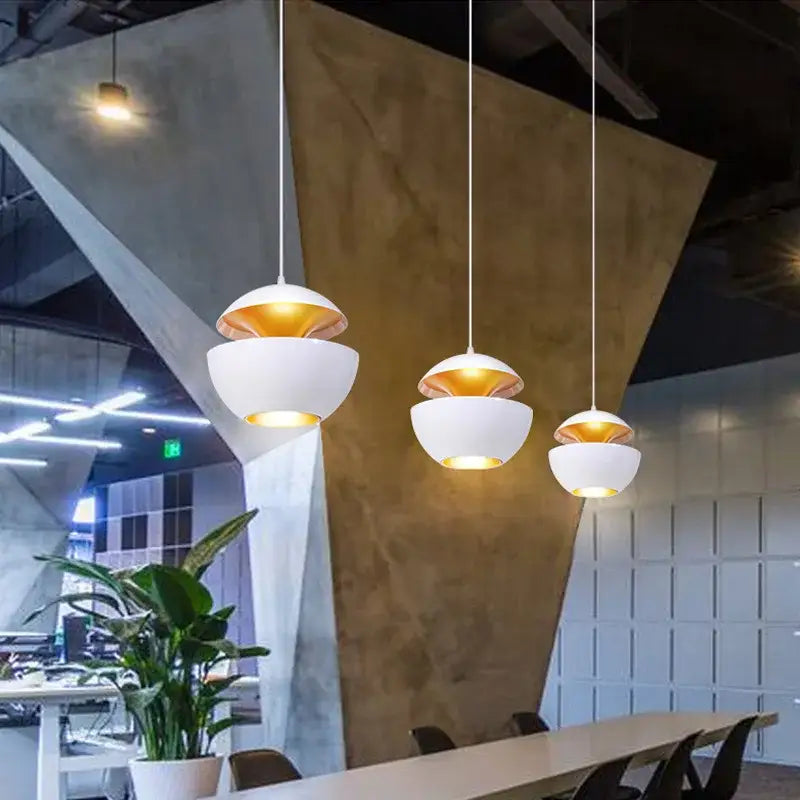 Industrial style led pendant light matte black kitchen split dome