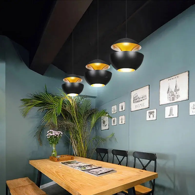Industrial style led pendant light matte black kitchen split dome