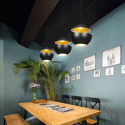 Industrial style led pendant light matte black kitchen split dome