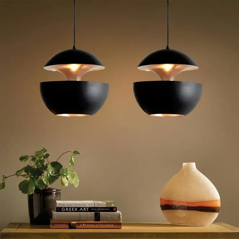 Industrial style led pendant light matte black kitchen split dome
