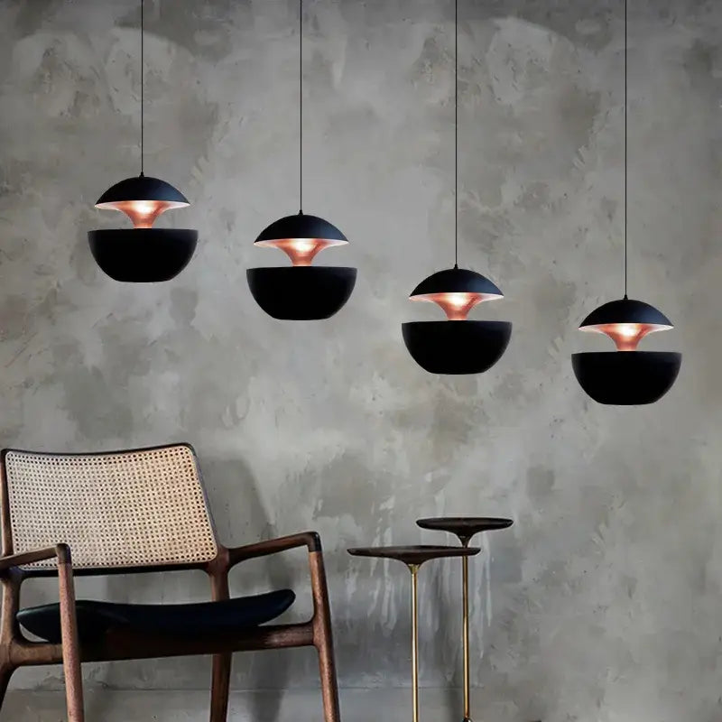 Industrial style led pendant light matte black kitchen split dome