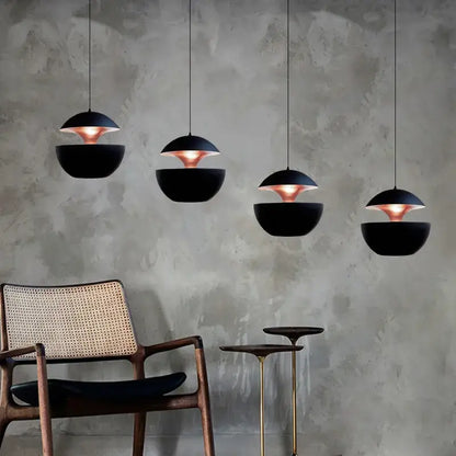 Industrial style led pendant light matte black kitchen split dome