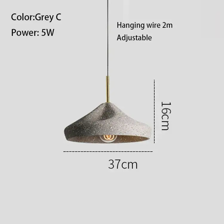 Industrial style pendant chandelier speckled gray & brass bedroom light