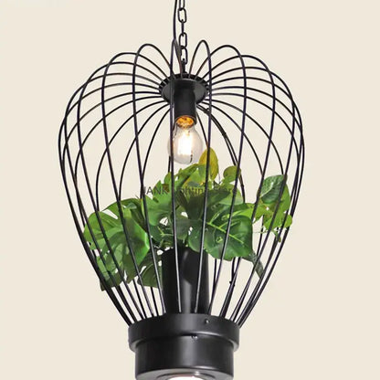 Industrial style planting black iron pendant lamp dining room