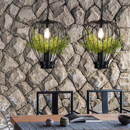 Industrial style planting black iron pendant lamp dining room