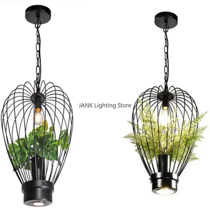 Industrial style planting black iron pendant lamp dining room