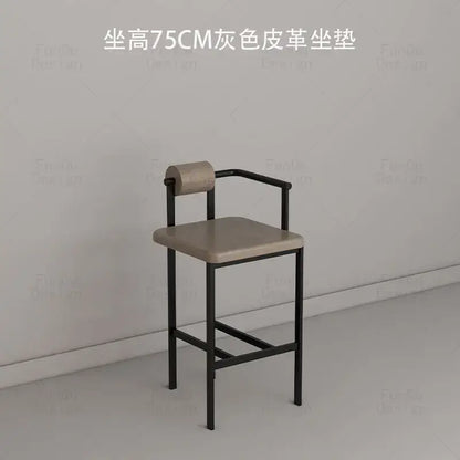 Industrial style white upholstered bar chair dining room high stool