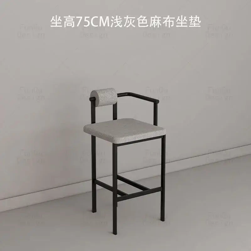 Industrial style white upholstered bar chair dining room high stool