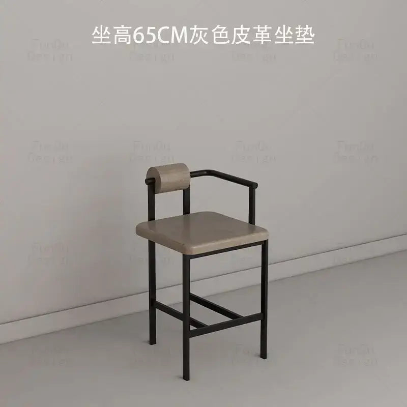 Industrial style white upholstered bar chair dining room high stool
