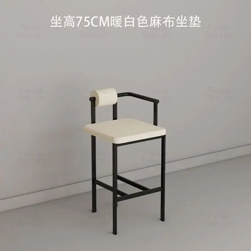 Industrial style white upholstered bar chair dining room high stool