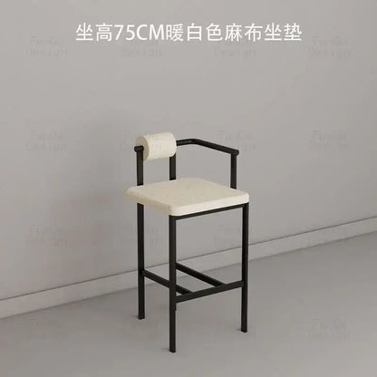 Industrial style white upholstered bar chair dining room high stool