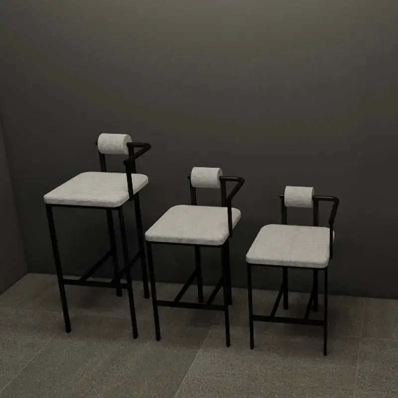 Industrial style white upholstered bar chair dining room high stool