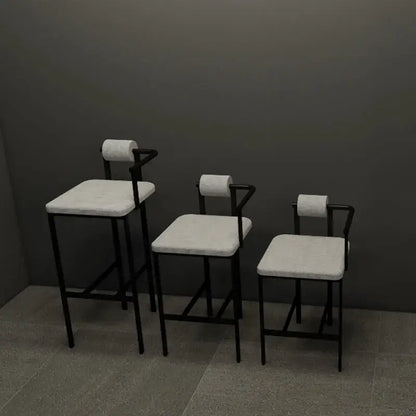 Industrial style white upholstered bar chair dining room high stool