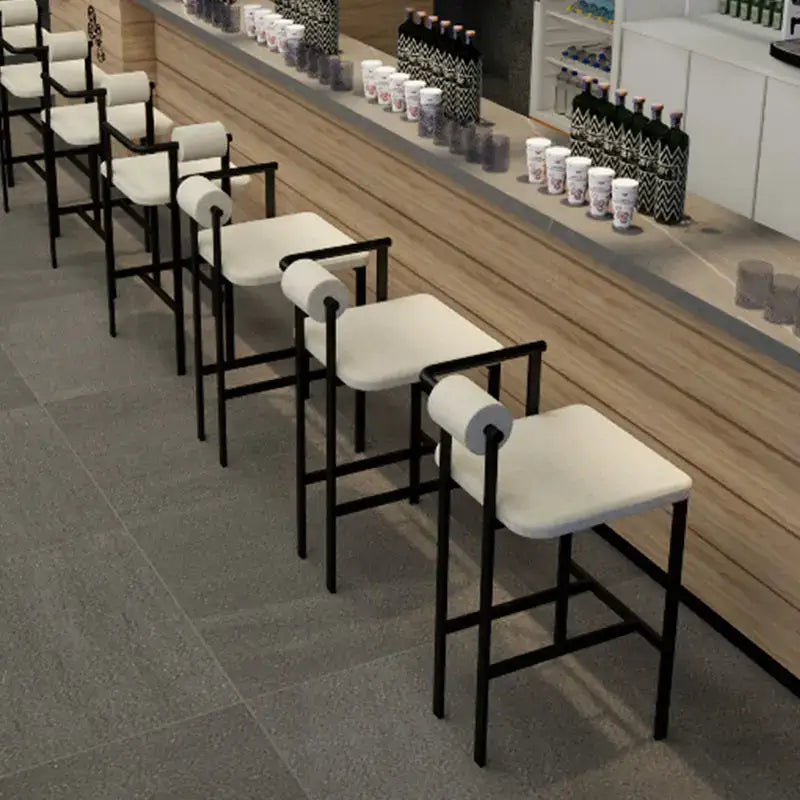 Industrial style white upholstered bar chair dining room high stool