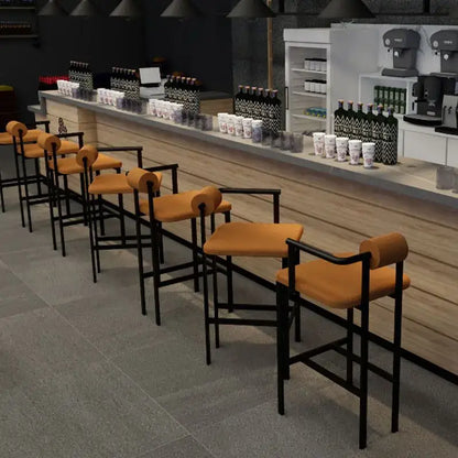 Industrial style white upholstered bar chair dining room high stool