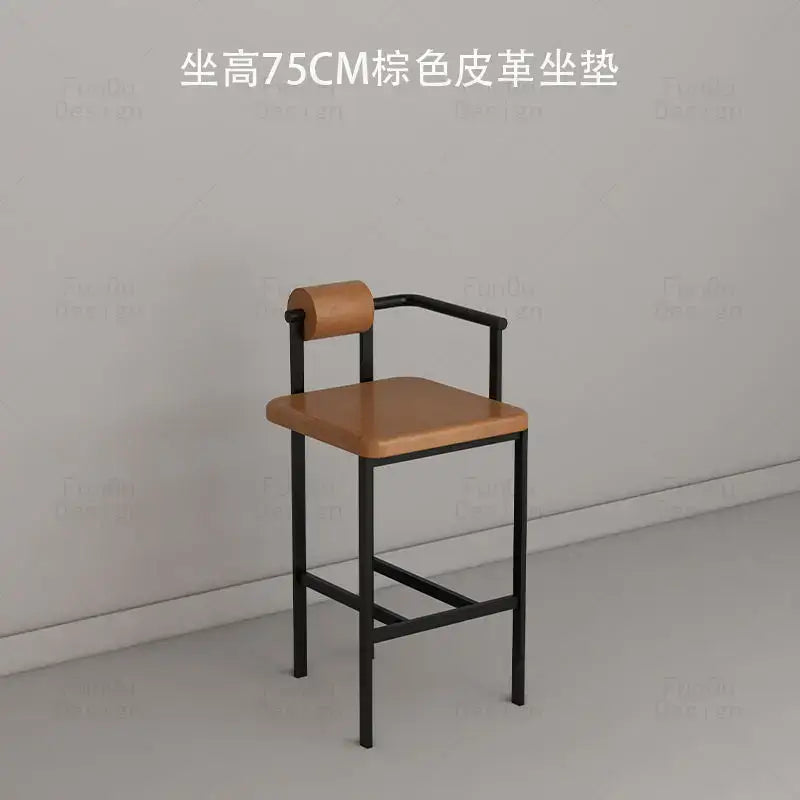 Industrial style white upholstered bar chair dining room high stool