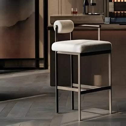 Industrial style white upholstered bar chair dining room high stool