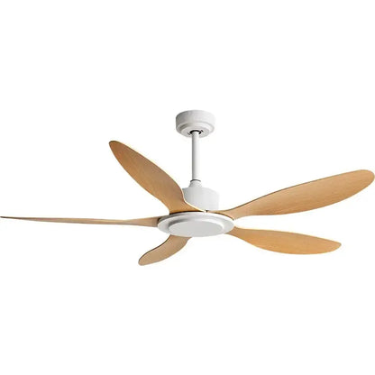 Industrial style white & wood ceiling fan with remote control bedroom