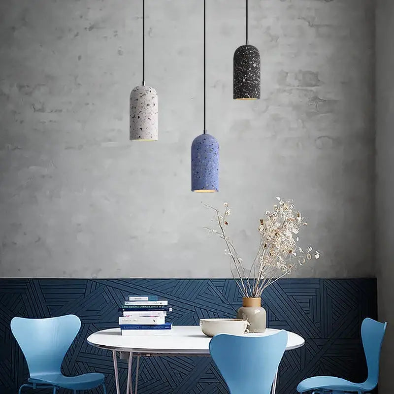 Industrial terrazzo cement pendant lights for kitchen and dining room