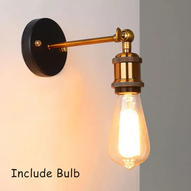 Industrial vintage brass wall sconce bedroom edison light