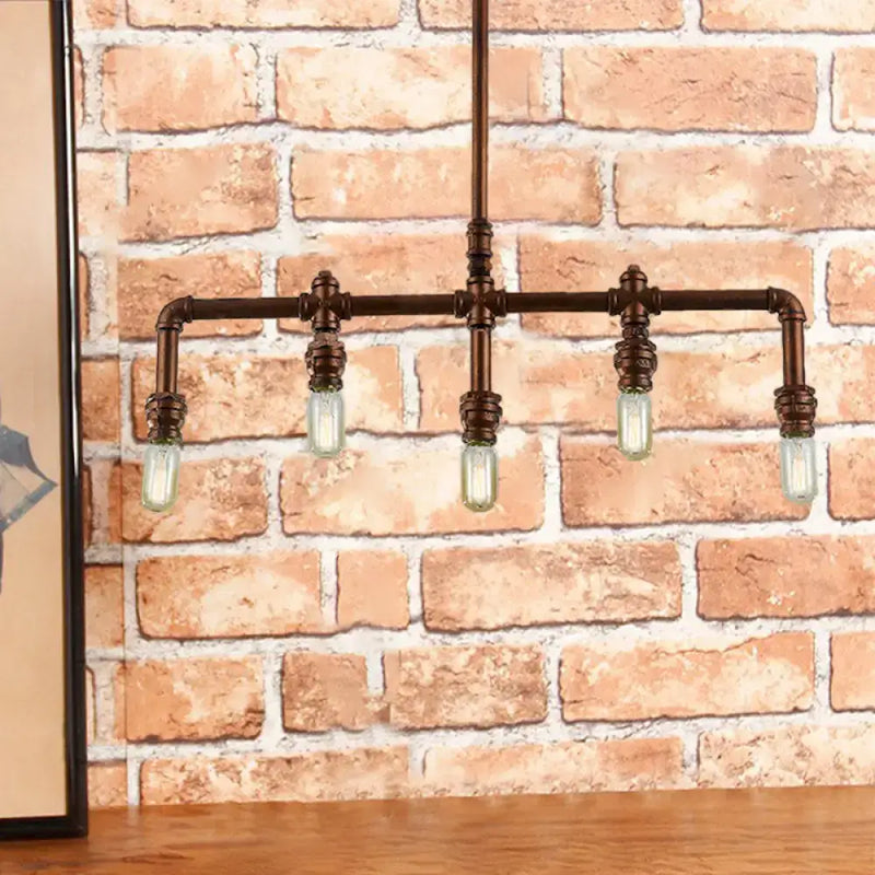 Industrial vintage bronze island hanging light kitchen pipe chandelier