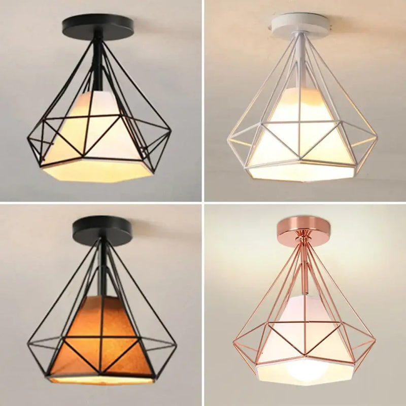 Industrial vintage ceiling light geometric diamond living room lamp
