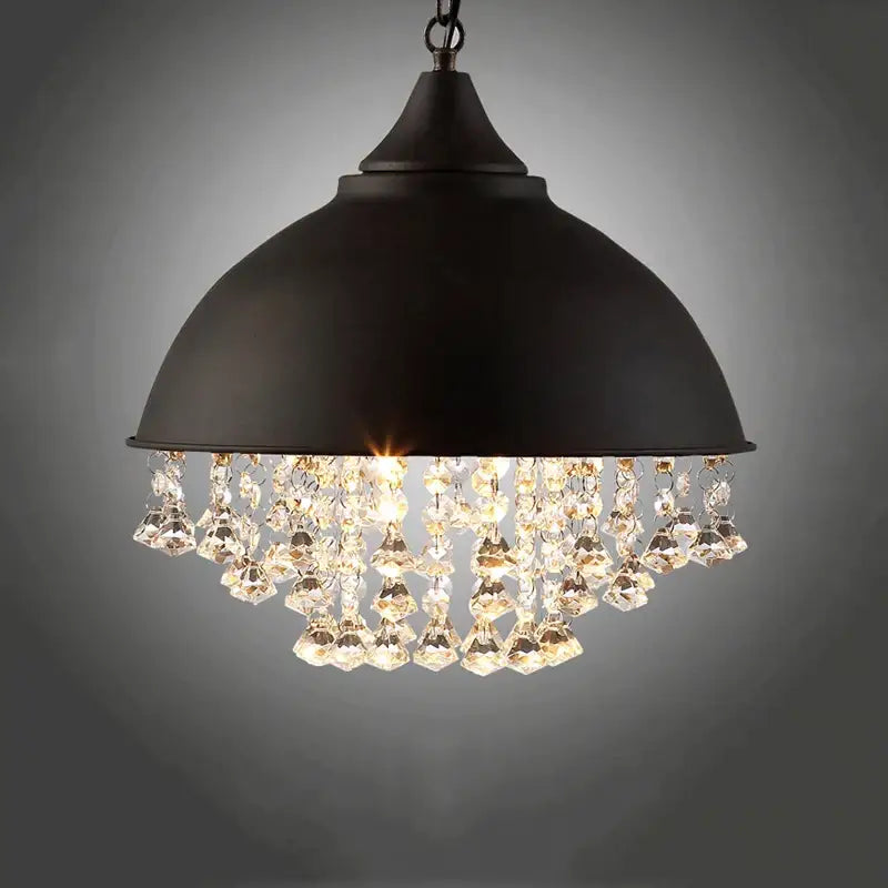 Industrial vintage iron crystal pendant light kitchen chandelier