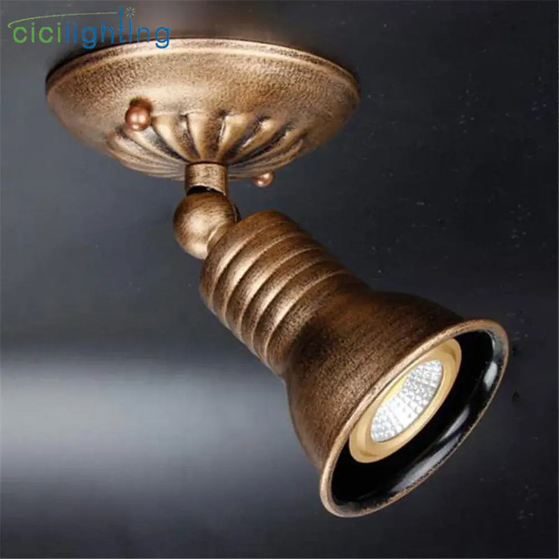 Industrial vintage led spot ceiling light antique brass shop decor