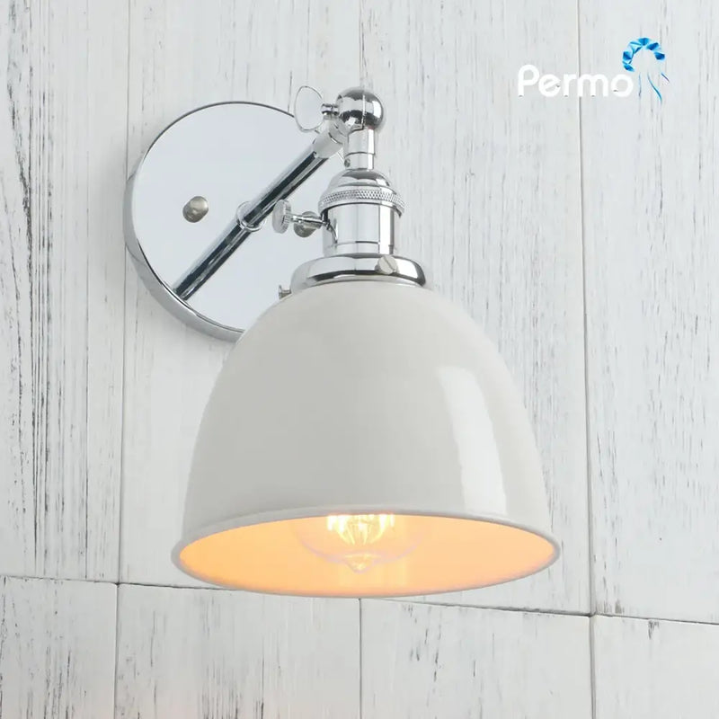 Industrial vintage wall sconce lights chrome & white bedroom decor