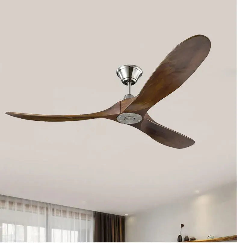 Industrial vintage wooden ceiling fan brushed nickel living room