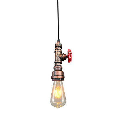 Industrial water pipe chandelier kitchen black & red pendant light