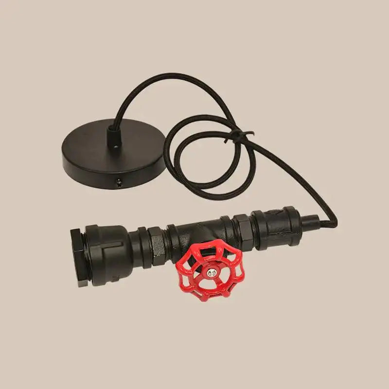 Industrial water pipe chandelier kitchen black & red pendant light