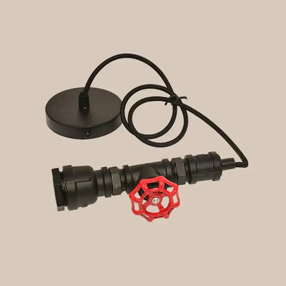 Industrial water pipe chandelier kitchen black & red pendant light