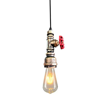 Industrial water pipe chandelier kitchen black & red pendant light