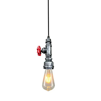 Industrial water pipe chandelier kitchen black & red pendant light