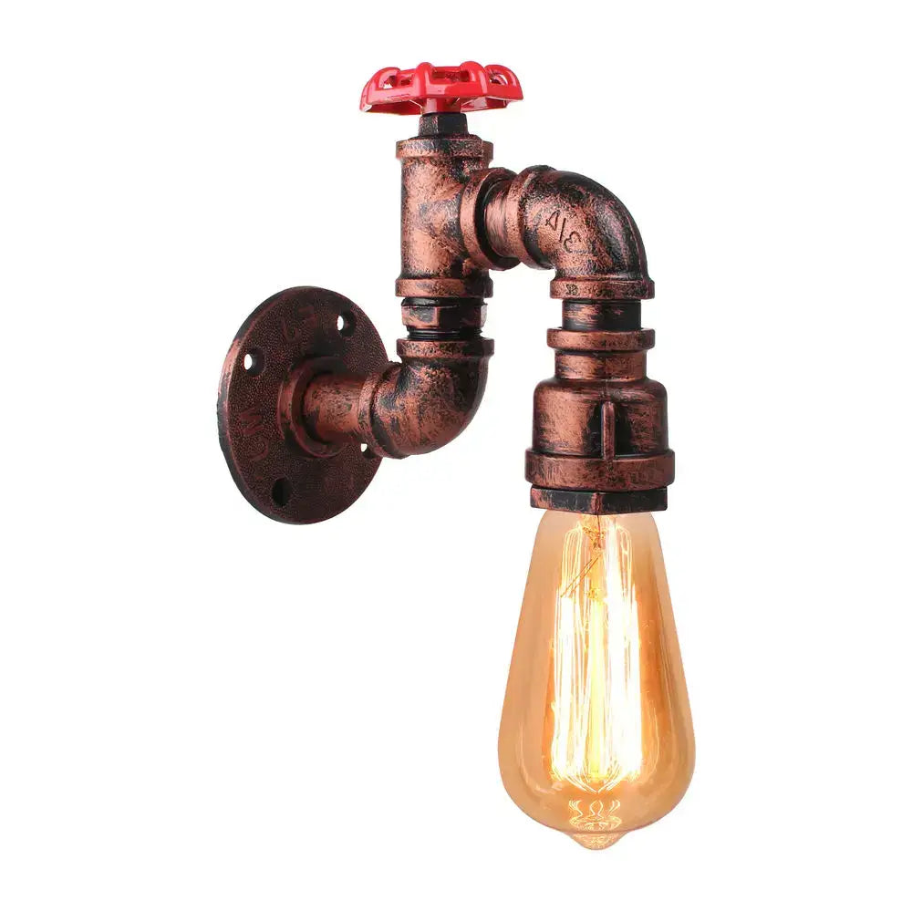 Industrial water pipe wall sconce kitchen light in black & brass