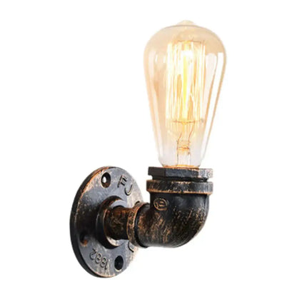 Industrial water pipe wall sconce kitchen light in black & brass