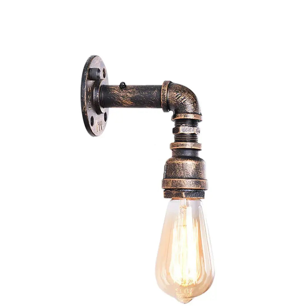 Industrial water pipe wall sconce kitchen light in black & brass
