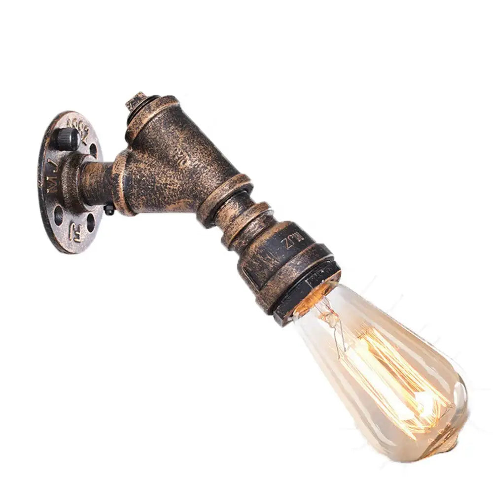 Industrial water pipe wall sconce kitchen light in black & brass