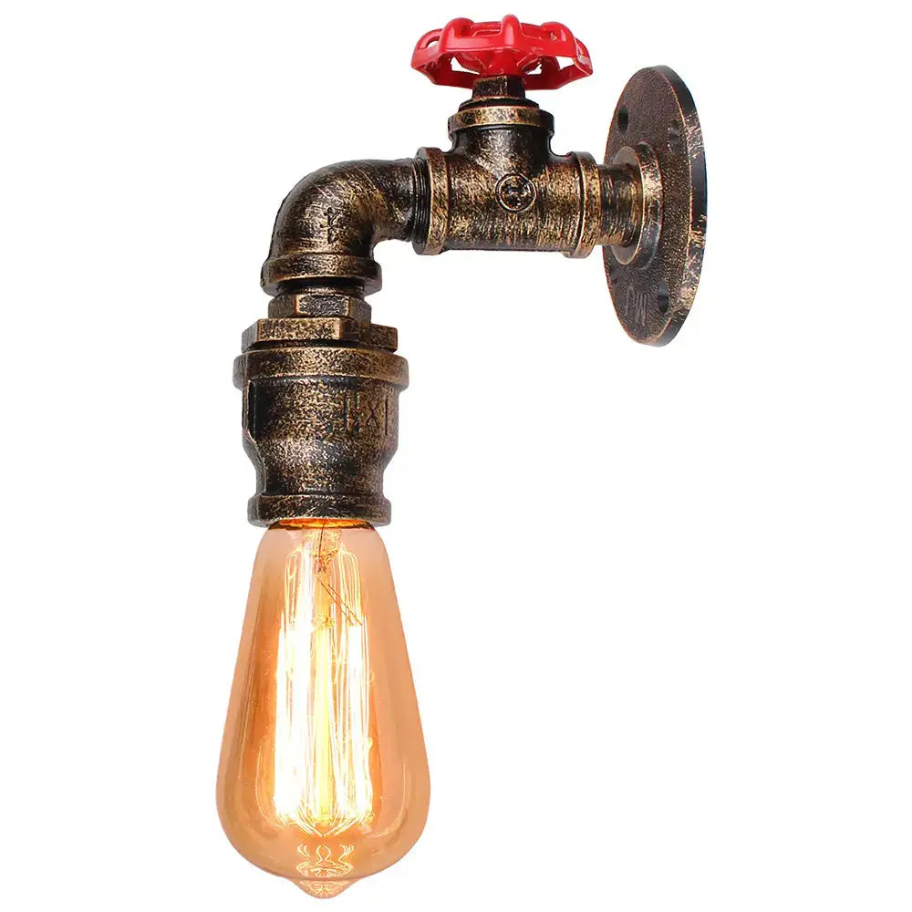 Industrial water pipe wall sconce kitchen light in black & brass